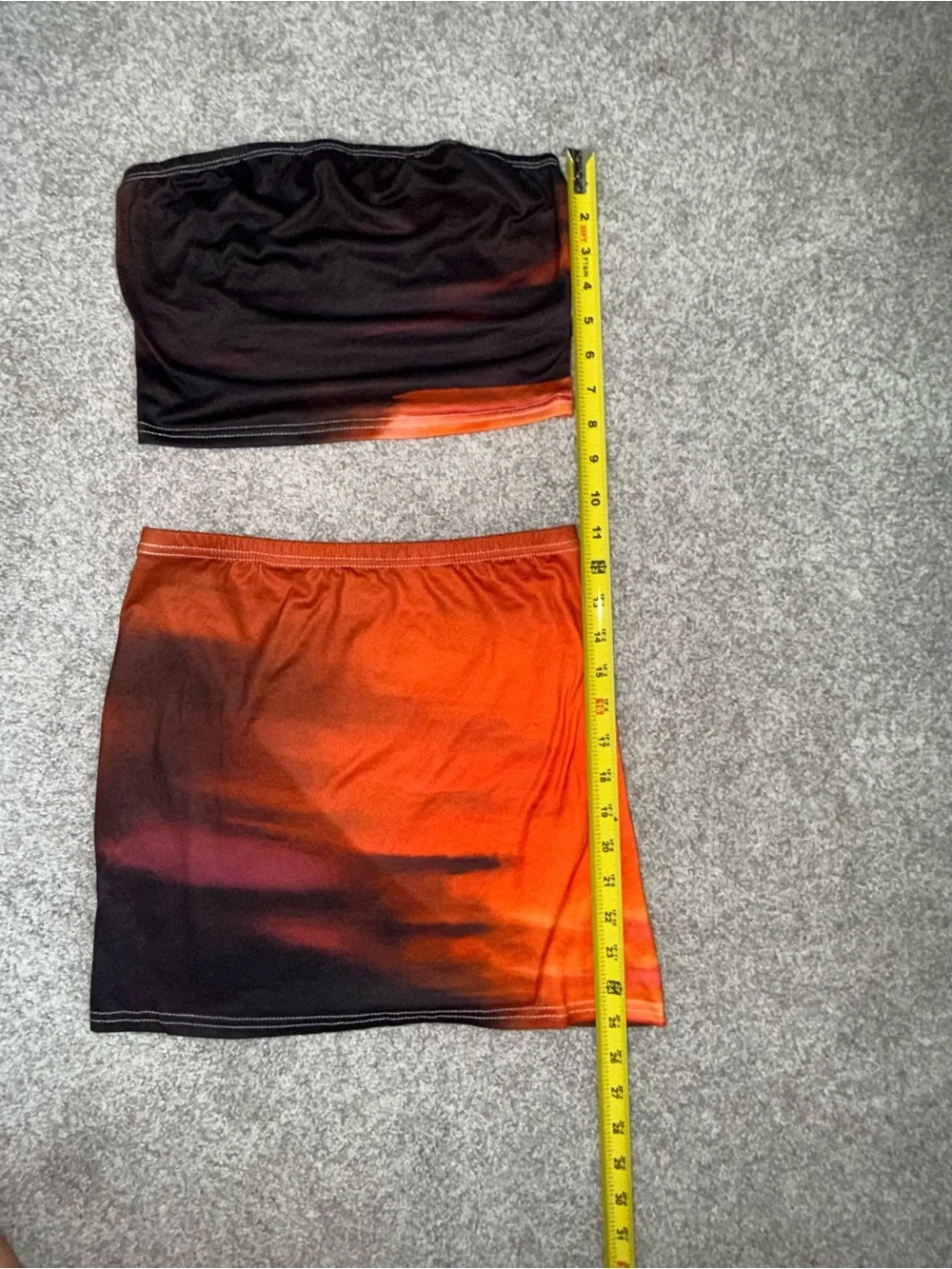 SHEIN Orange to Black Ombre Strapless Mini Set